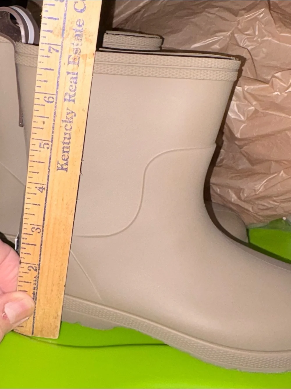 Kids Waterproof Rain Boots - Taupe looking it up it’s a size 4